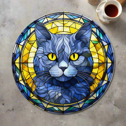 Cat British Shorthair Glass Suncatcher Worktop Saver